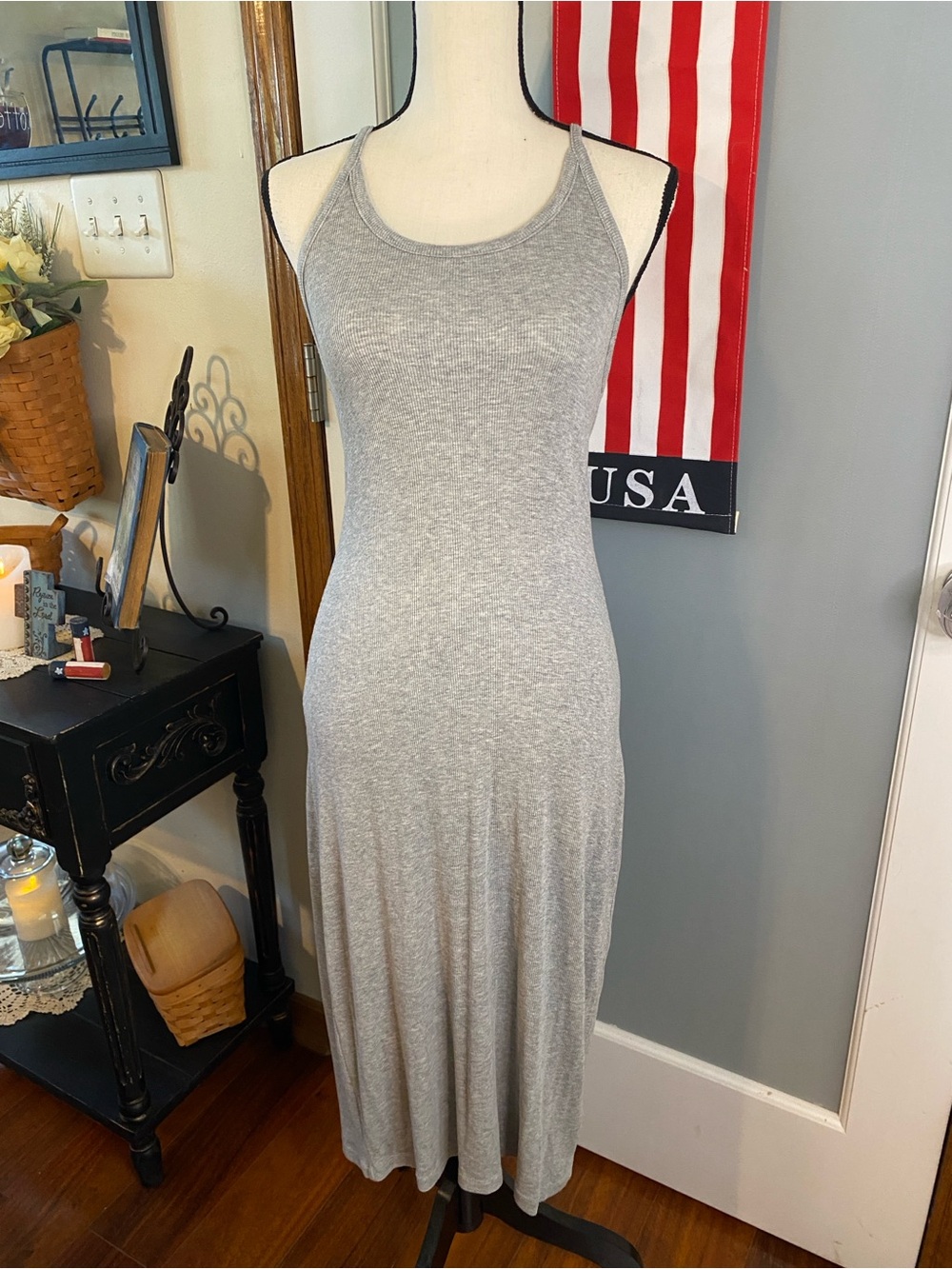 Old Navy Heather Gray Racerback Maxi Dress